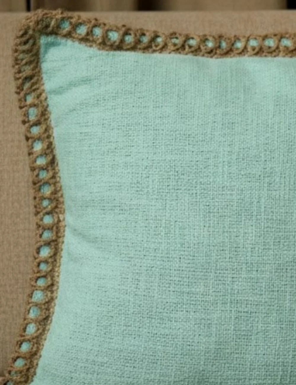 Sky Mist Jute Lace – Premium Cushion Cover