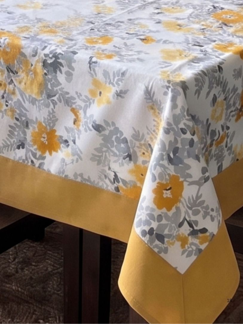 Mustard Bloom Floral Dining Table Cover