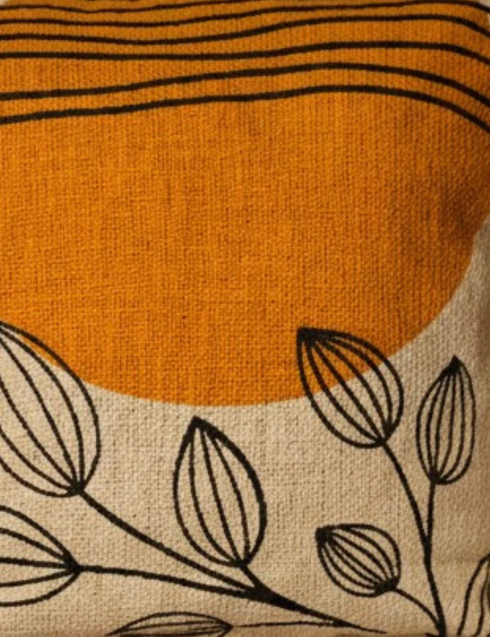 Modern Sun & Leaf Cushion Cover