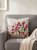 Blooming Meadow Embroidered Cushion Cover