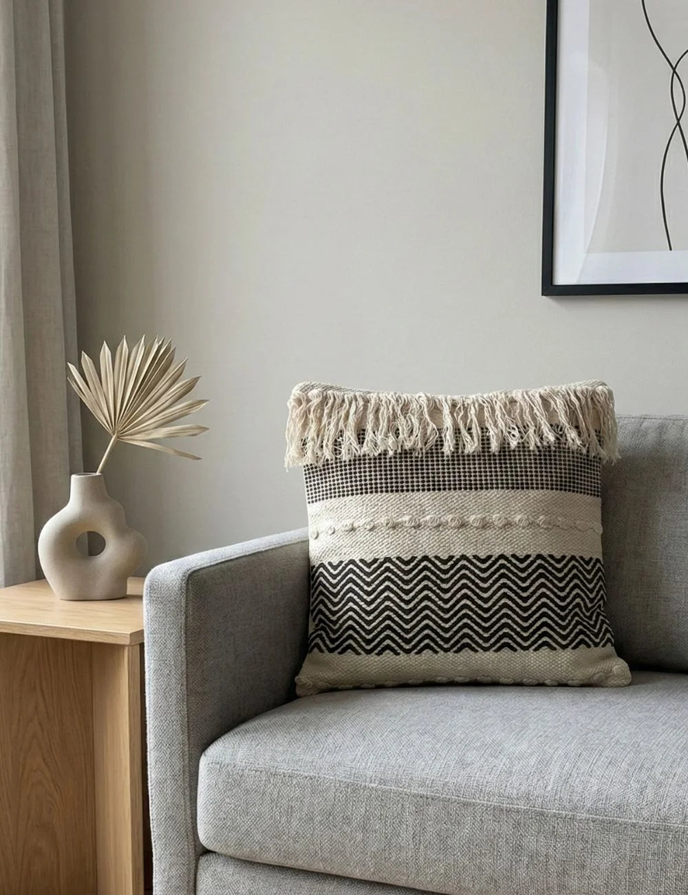 Boho Geometric Tassel Cushion Cover