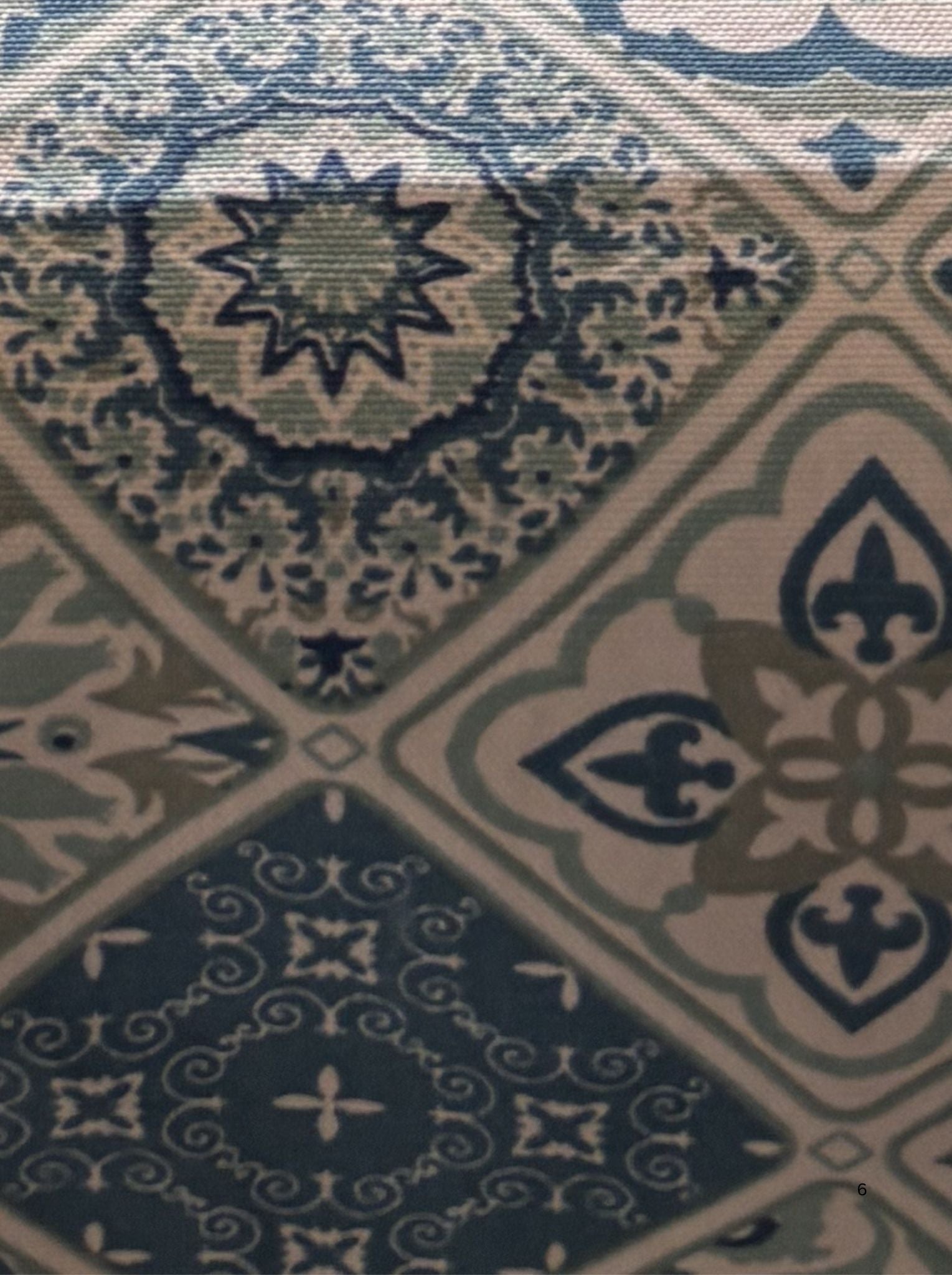 Blue Mosaic Cotton Dining Table Cover