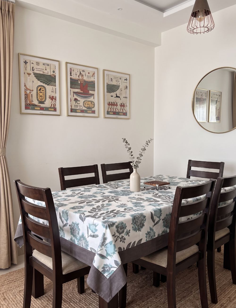 Sage Bloom Cotton Dining Table Cover