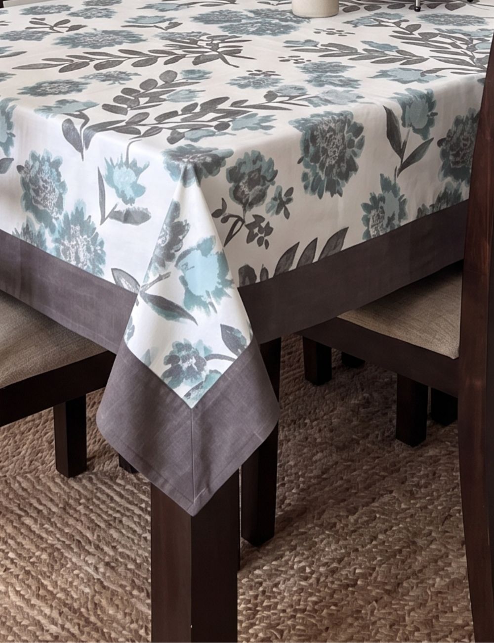 Sage Bloom Cotton Dining Table Cover