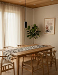 Boho Modern Black & Ivory Runner and Placemats