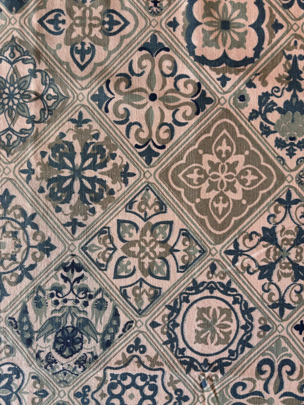 Blue Mosaic Cotton Runner and Placemat