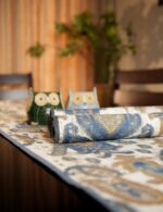 Blue Geometric Cotton Table Runner & Placemats - Image 2