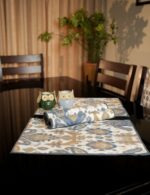 Blue Geometric Cotton Table Runner & Placemats - Image 3