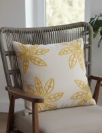 Sunlit Leaf Embroidered Cushion Cover