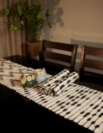 Boho Modern Black & Ivory  Runner and Placemats - Image 2