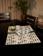 Boho Modern Black & Ivory  Runner and Placemats - Image 3
