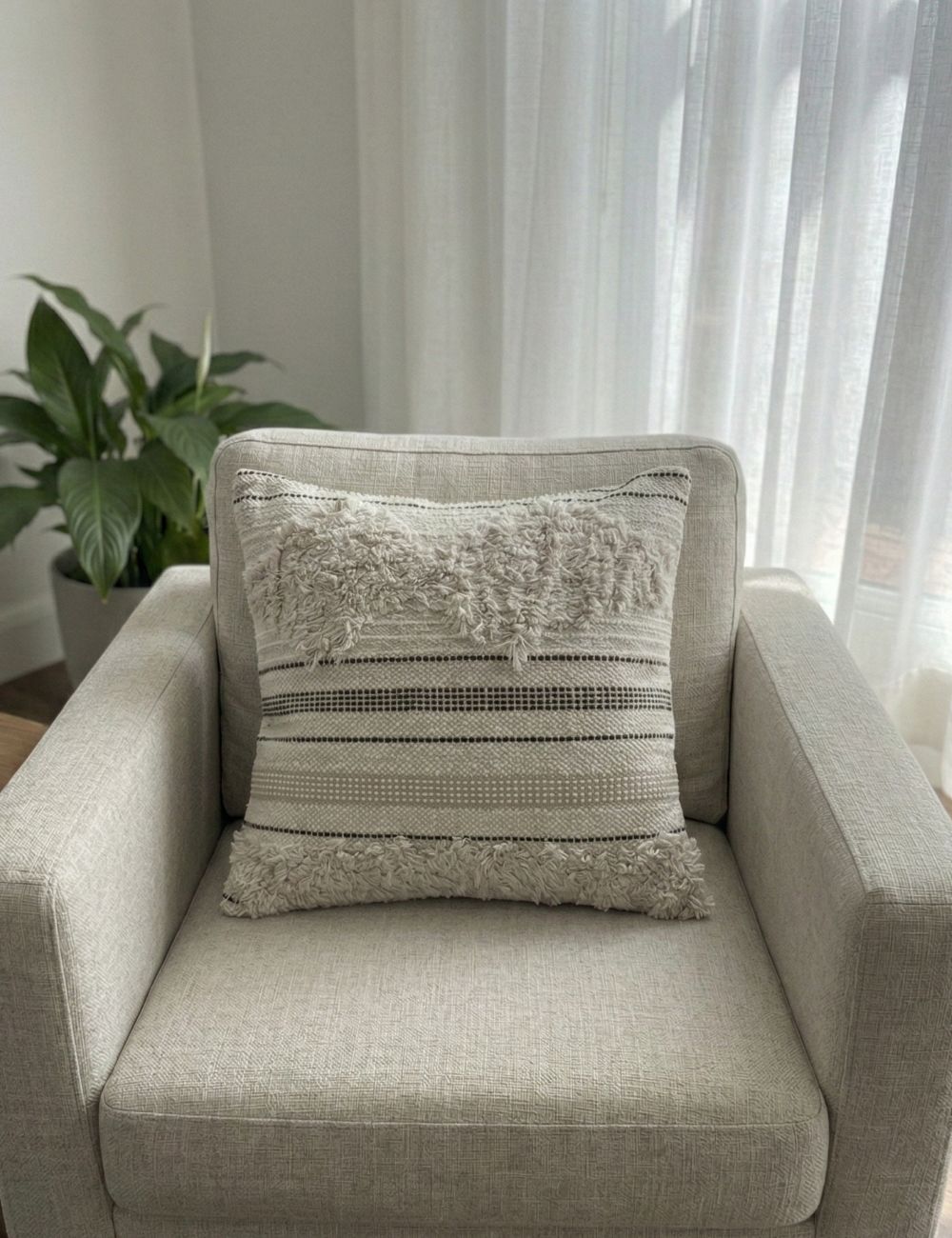 1 Textured Boho Neutral Cushion Cover - Image 1
