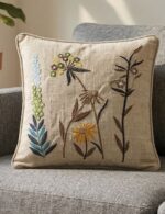 Botanical Meadow Embroidered Cushion Cover - Image 2