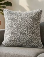 Classic Paisley Cushion Cover – Grey & Ivory Woven Design - Image 2