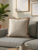 Artisan Linen Cushion Cover with Braided Jute Trim
