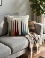 ModModern Geometric Cushion Cover – Multicolor Vertical Accent Design